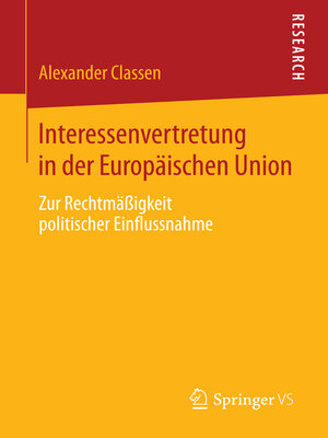 cover image of Interessenvertretung in der Europäischen Union
